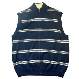 Brooks Brothers Country Club Navy Full Zip Cotton Sweater Vest Men's XL